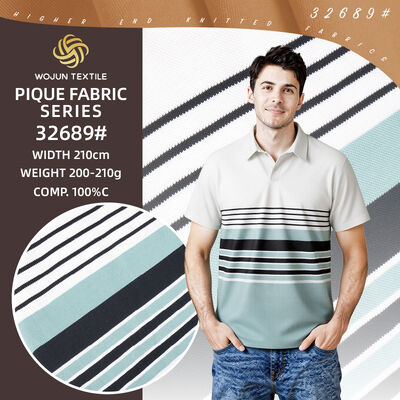 Bom preço. Tecido Piqué de Algodão Listrado de 190cm: Stretch Tingido em Fio para Polos Modernos on-line