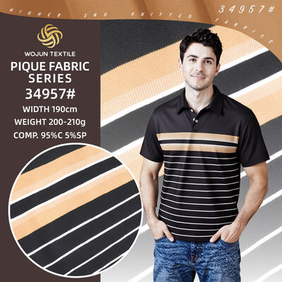 Bom preço. Tecido Piqué de Algodão Listrado de 190cm: Stretch Tingido em Fio para Polos Modernos on-line