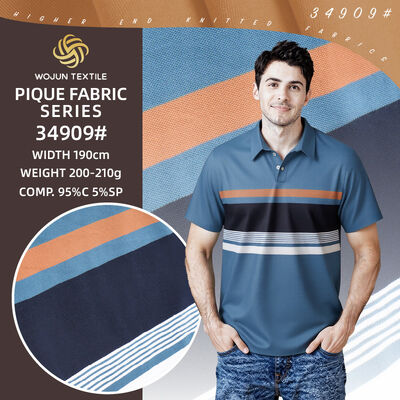 Bom preço. Tecido Pique de algodão listrado premium: a mistura 95/5 para polos de luxo (68 caracteres) on-line