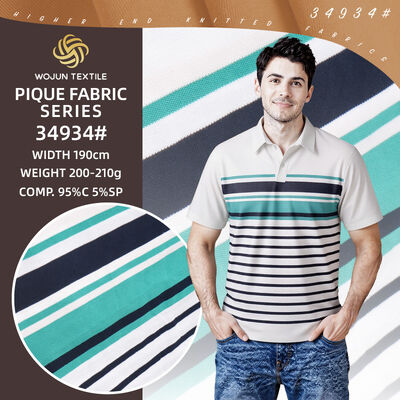 Bom preço. Tecido Pique de algodão listrado premium: a mistura 95/5 para polos de luxo (68 caracteres) on-line