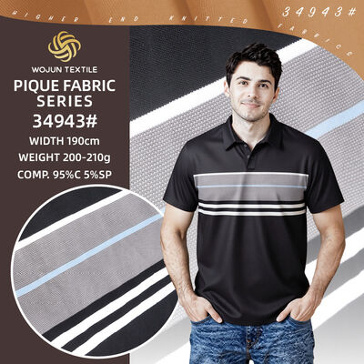 Bom preço. Tecido Pique de algodão listrado premium: a mistura 95/5 para polos de luxo (68 caracteres) on-line